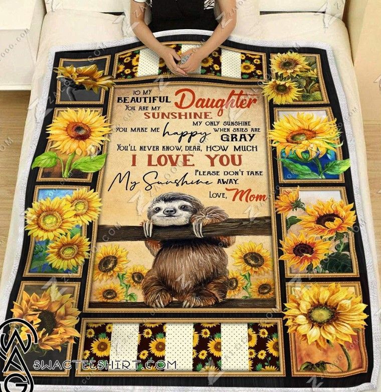 Sloth Sunflower Sherpa Fleece Blanket