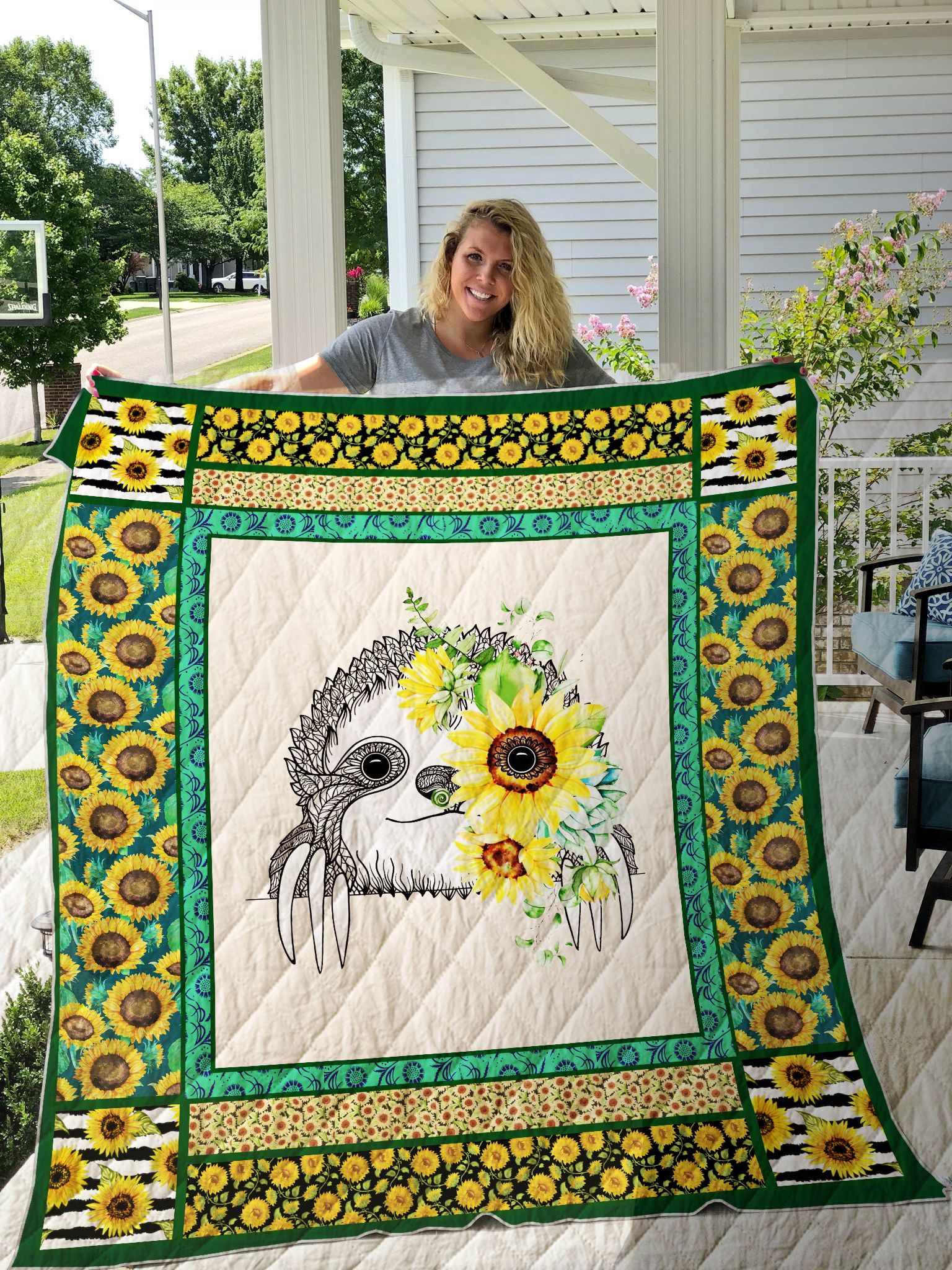 Sloth Sunflower Quilt Blanket DHC1501483VT