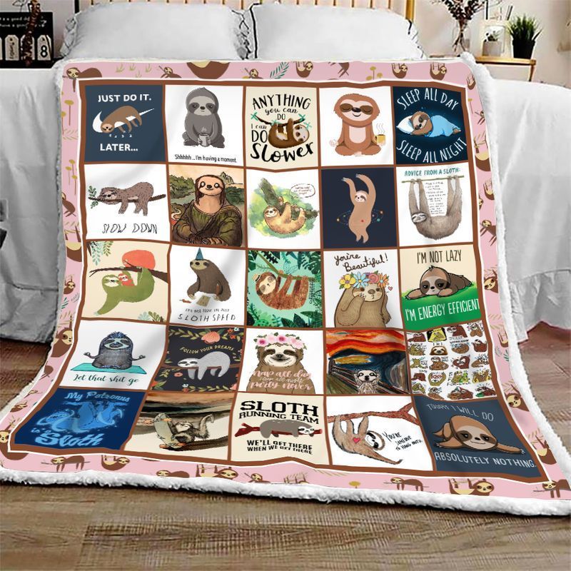Sloth Teams Sherpa Fleece Blanket