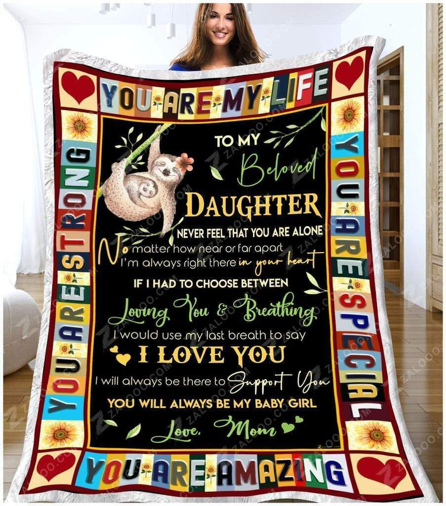 Sloth To My Beloved Daughter Sherpa Fleece Blanket
