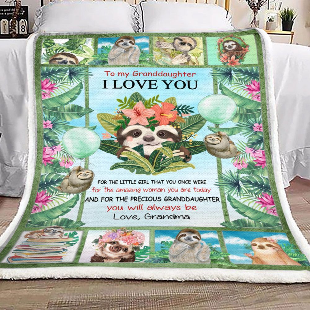 Sloth To My Granddaughter You Will Always Be Sherpa Fleece Blanket