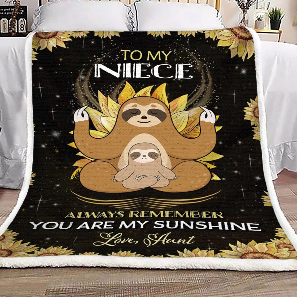 Sloth To My Niece My Sunshine Sherpa Fleece Blanket