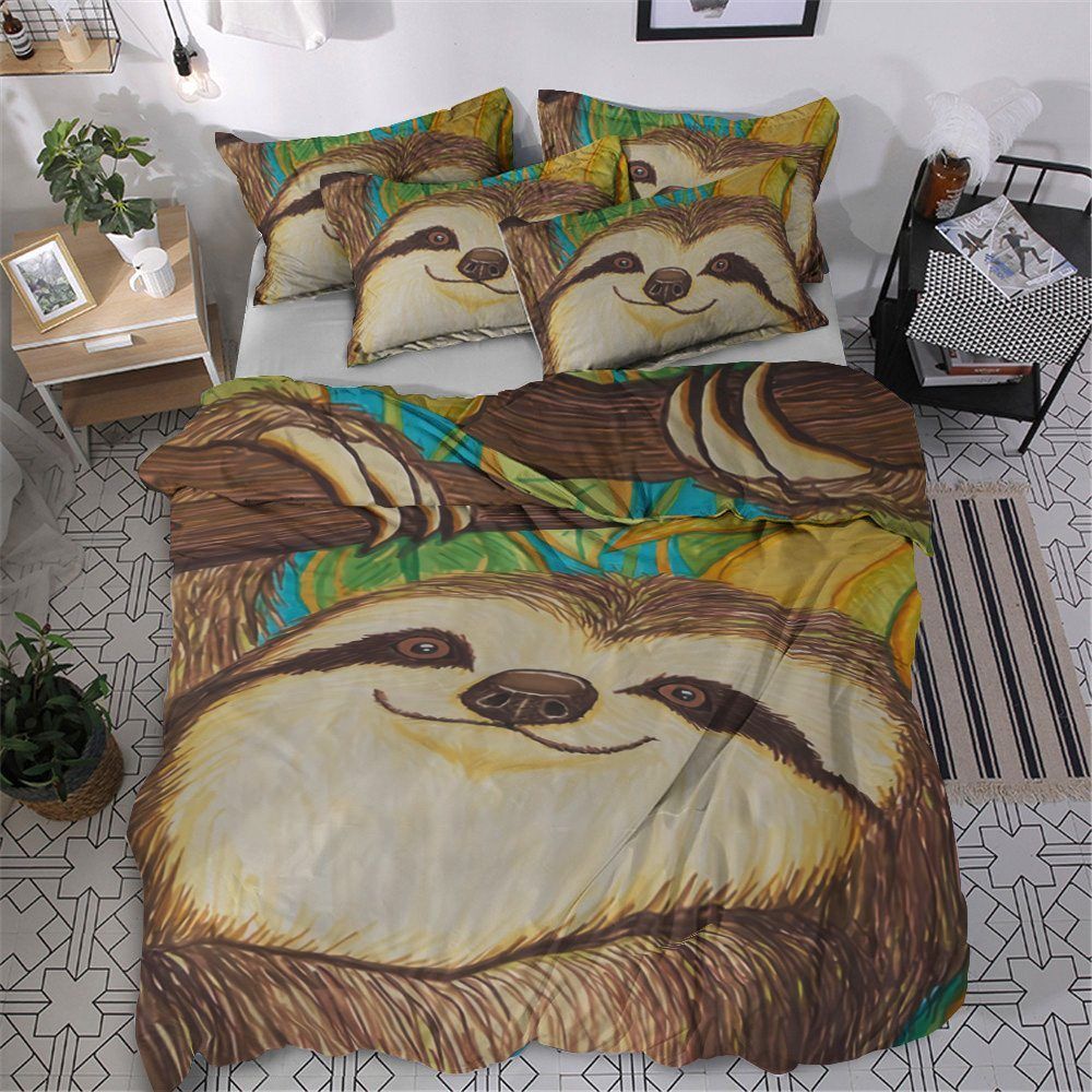 Sloth Cotton Bed Sheets Spread Comforter Bedding Set
