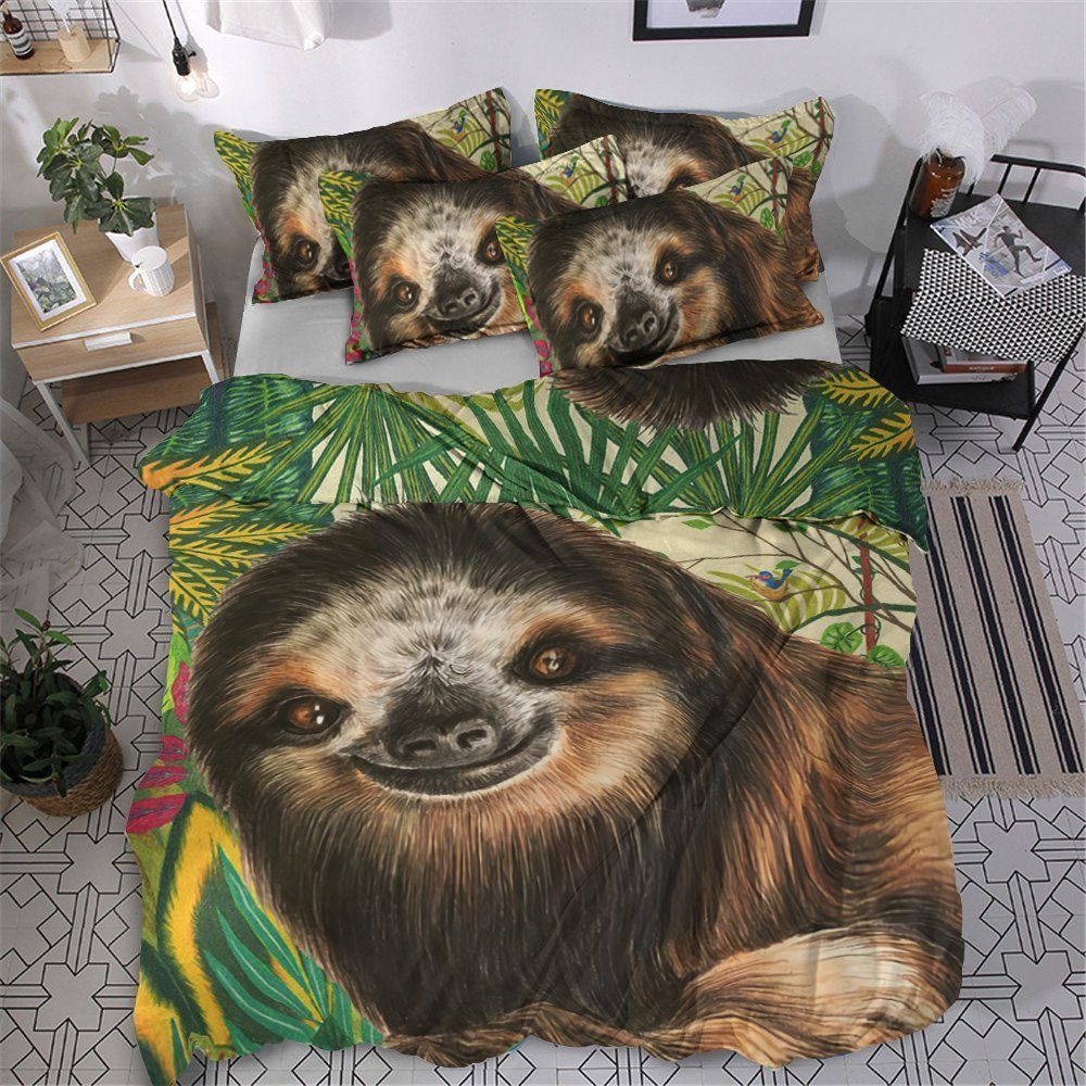 Sloth Cotton Bed Sheets Spread Comforter Bedding Set