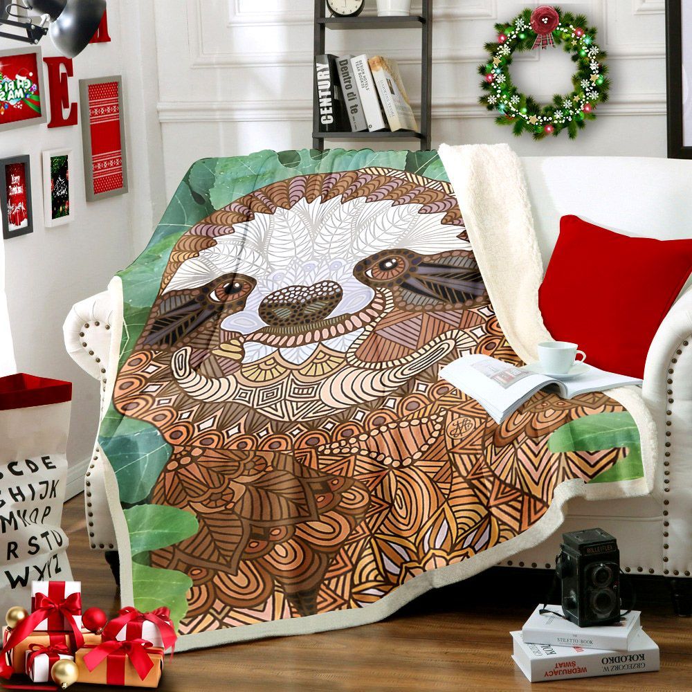 Sloth Sherpa Fleece Blanket