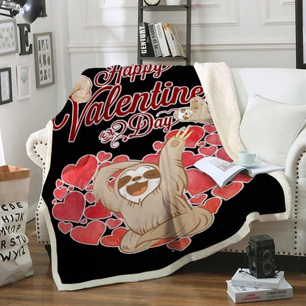 Sloth Valentine Sherpa Fleece Blanket
