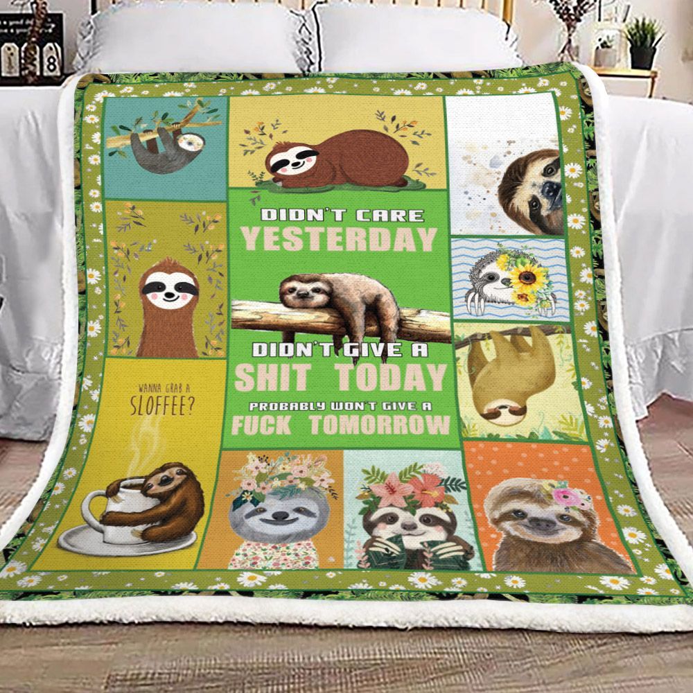 Sloth Sherpa Fleece Blanket