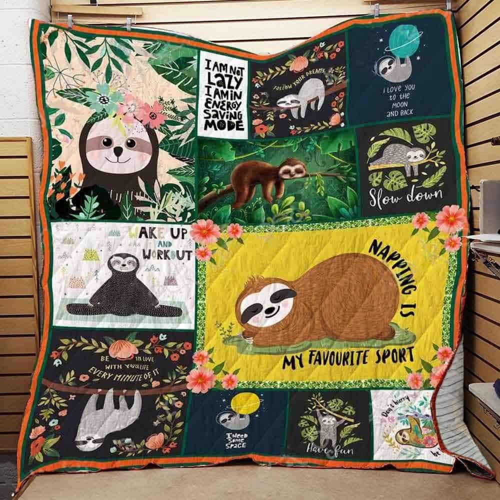 Sloth Wake Up And Work Out Quilt Blanket DHC3112627TD