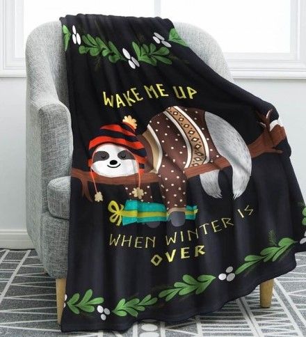 Sloth Winter Lazy Sherpa Fleece Blanket