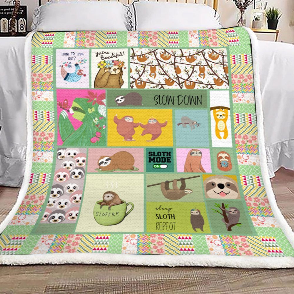 Sloth Sherpa Fleece Blanket