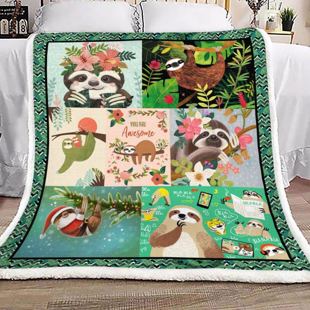 Sloth Sherpa Fleece Blanket