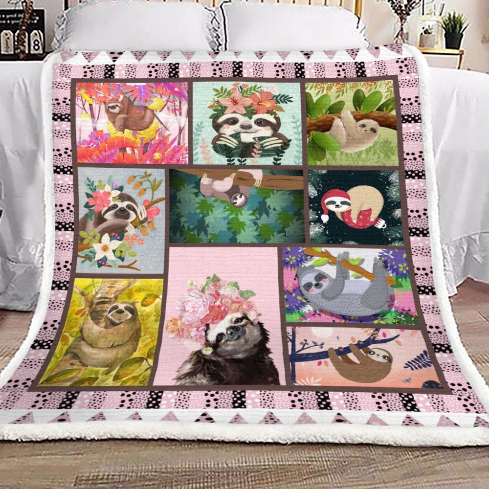 Sloth Sherpa Fleece Blanket