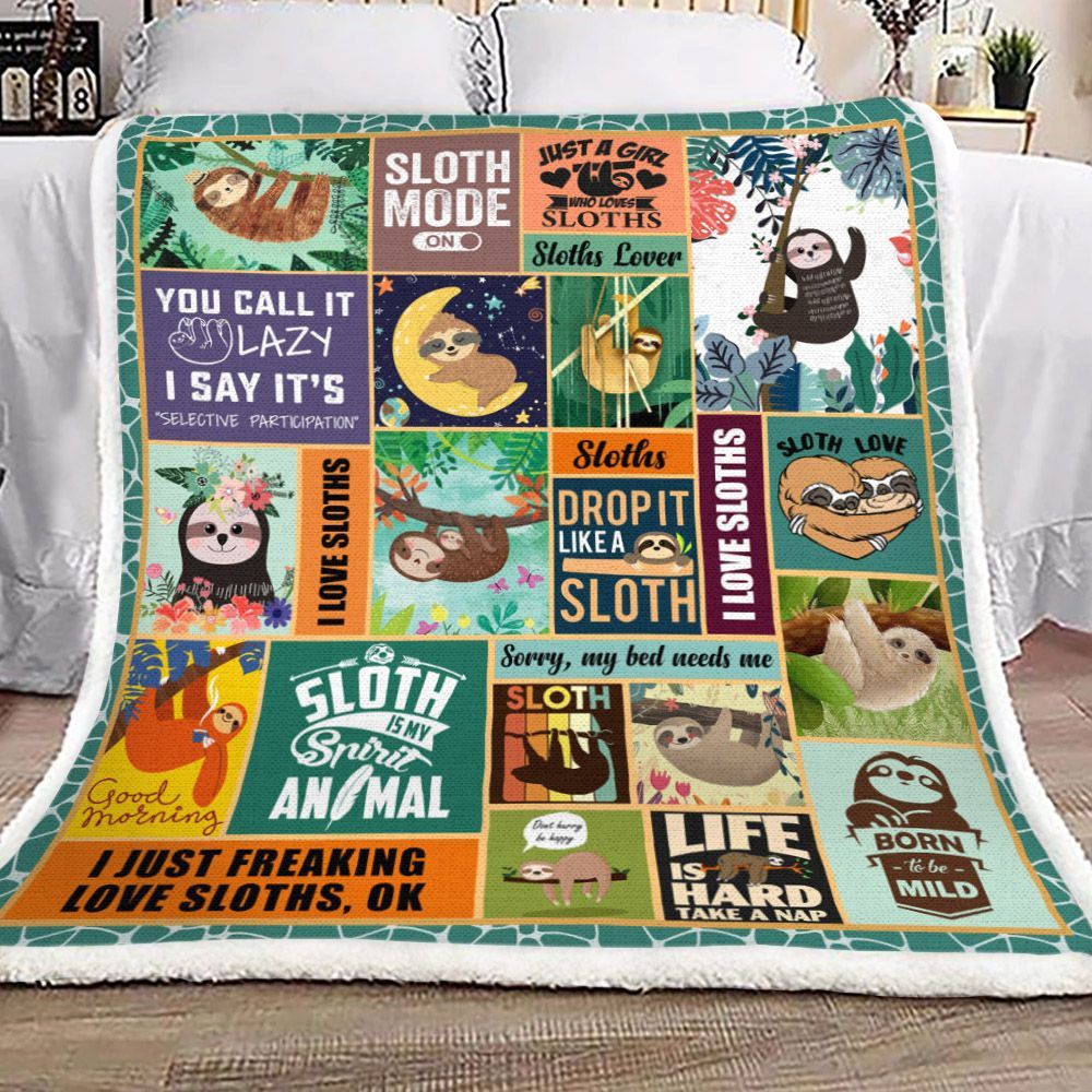 Sloth Sherpa Fleece Blanket