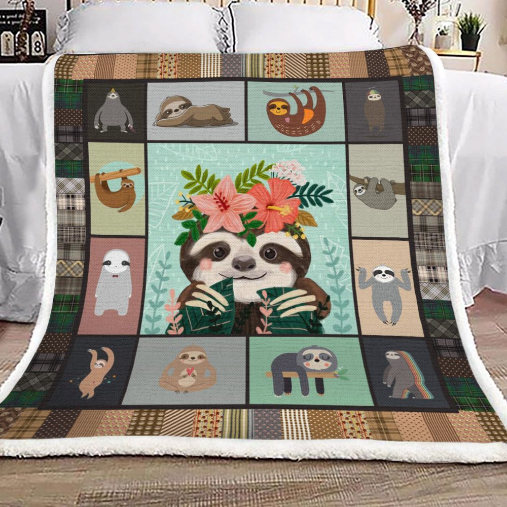 Sloth Sherpa Fleece Blanket