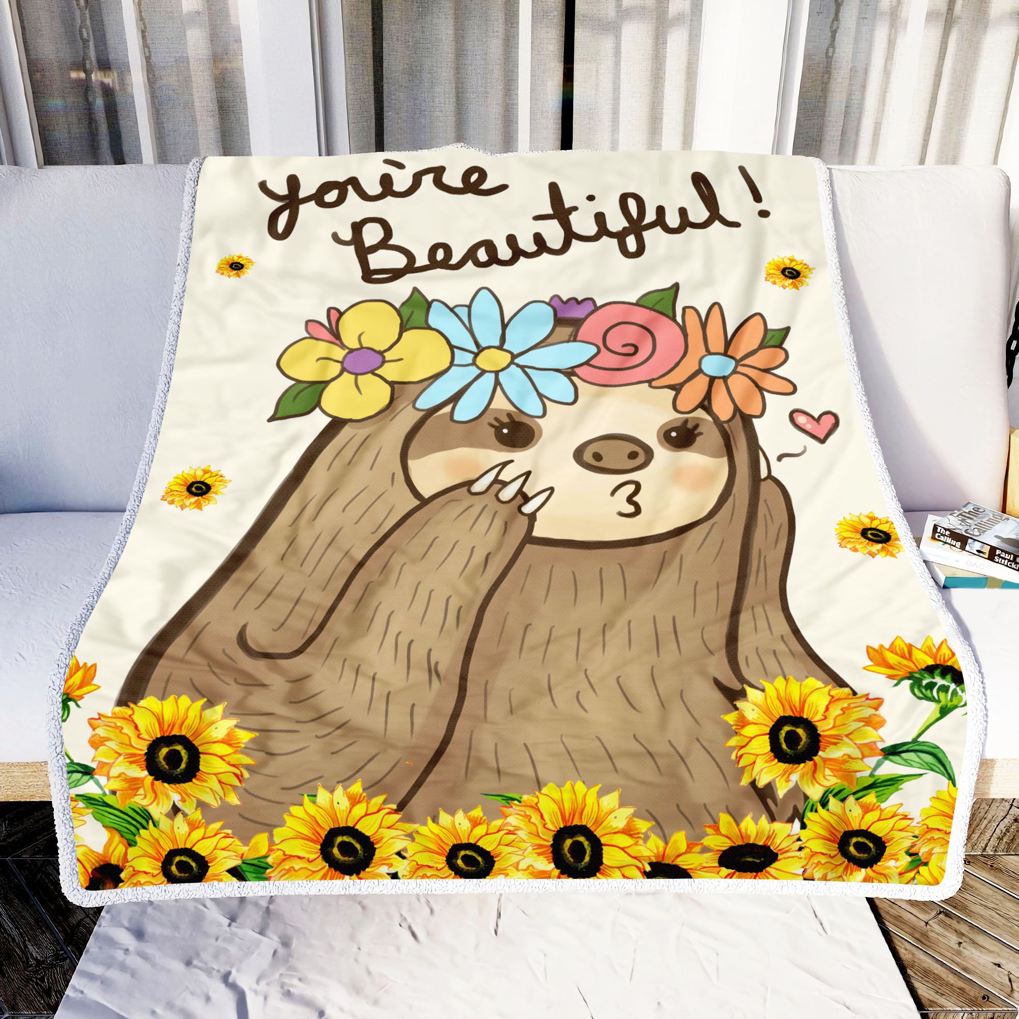 Sloth You Are Beautiful Fleece Blanket