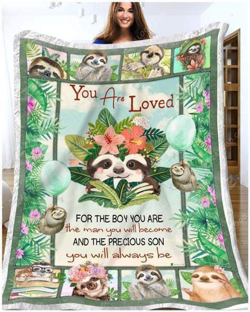Sloth You Are Loved Sherpa Fleece Blanket