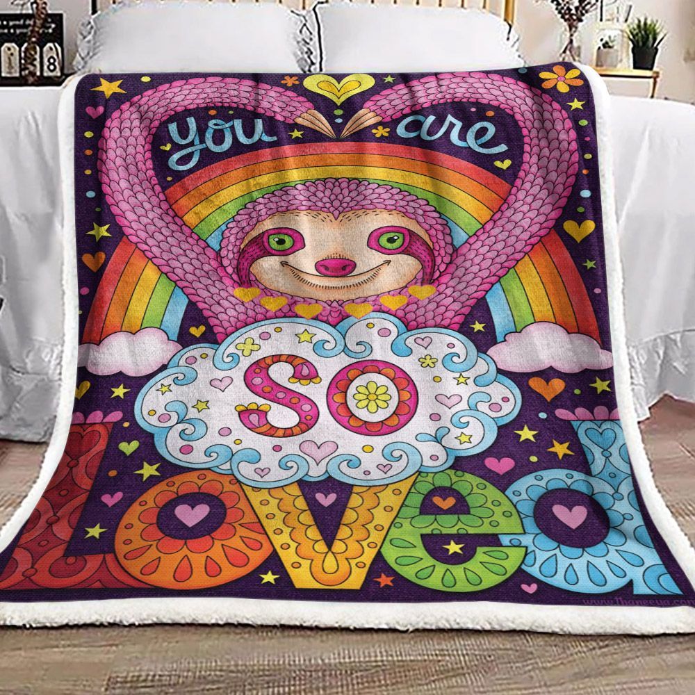 Sloth Your Are So Loved Sherpa Fleece Blanket