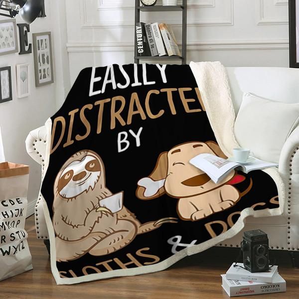 Sloths And Dogs Sherpa Fleece Blanket