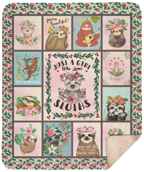 Sloths Cute Sherpa Fleece Blanket
