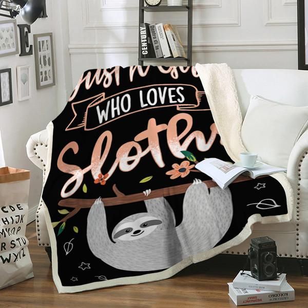 Sloths Just A Girl Sherpa Fleece Blanket