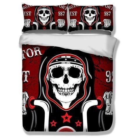 Smiley Skull Rider Printed Bedding Set