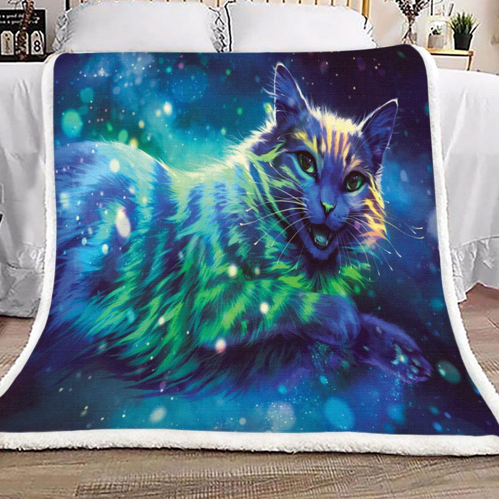 Smiling Cat Sherpa Fleece Blanket