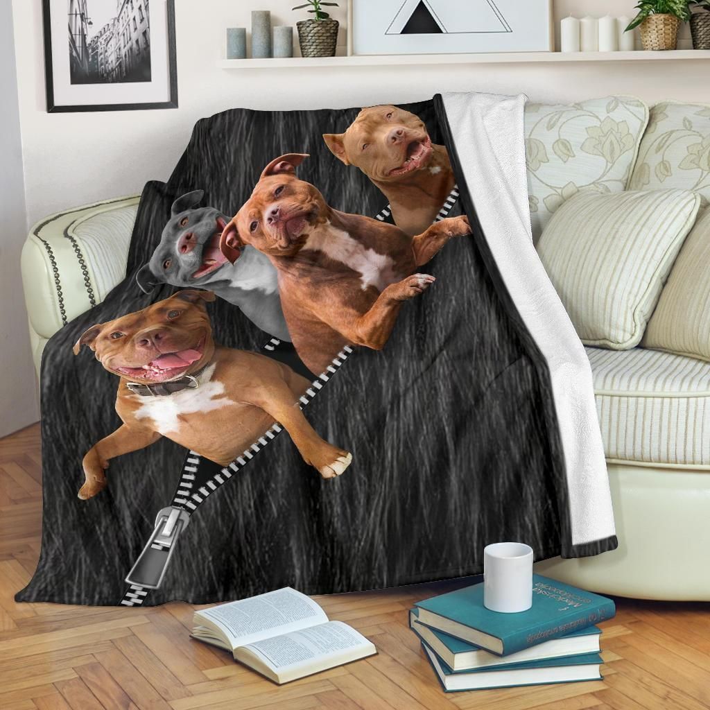 Smiling Pitbull Gifts For Dog Lover Fleece Blanket