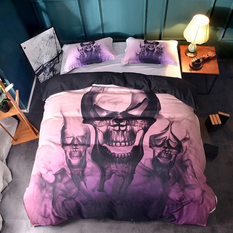 Smoke Flame Skull Printed Bedding Set