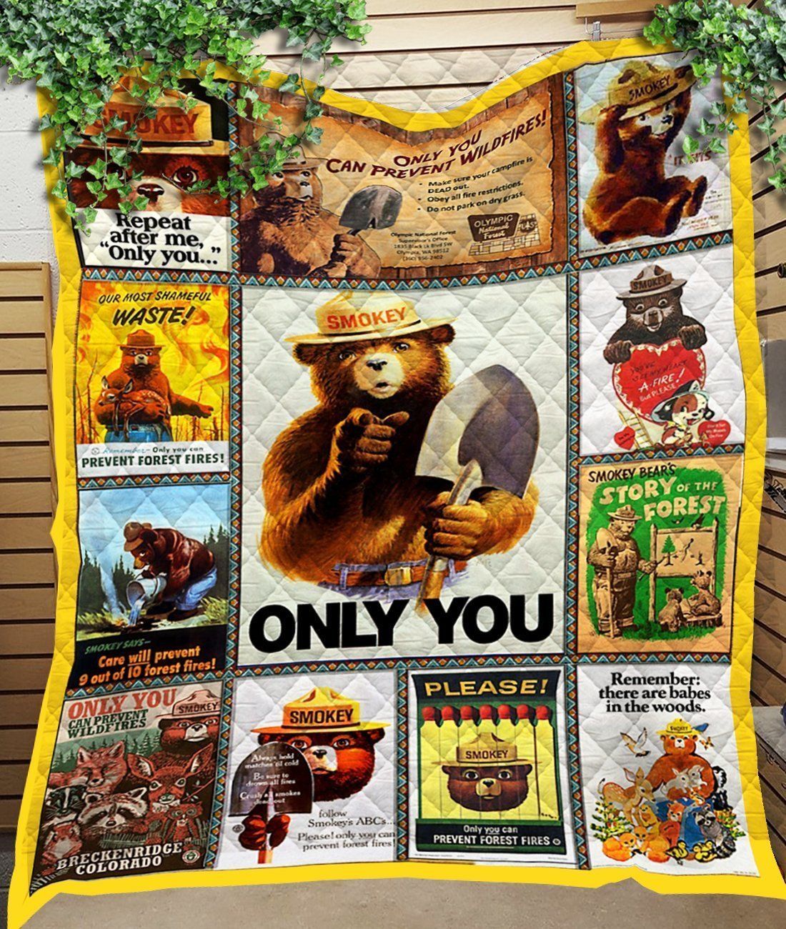 Smokey Bear Only You Quilt Blanket