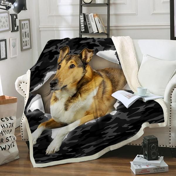 Smooth Collie Dog Sherpa Fleece Blanket