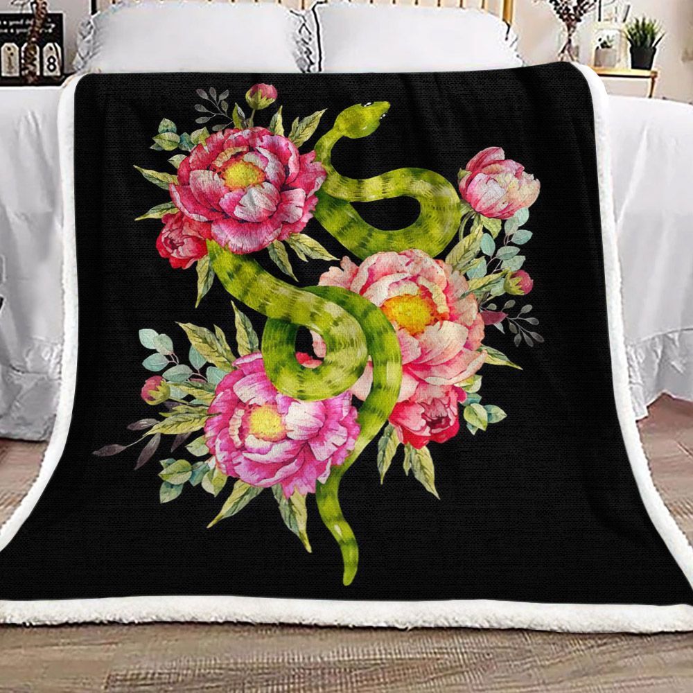 Snake Flower Sherpa Fleece Blanket