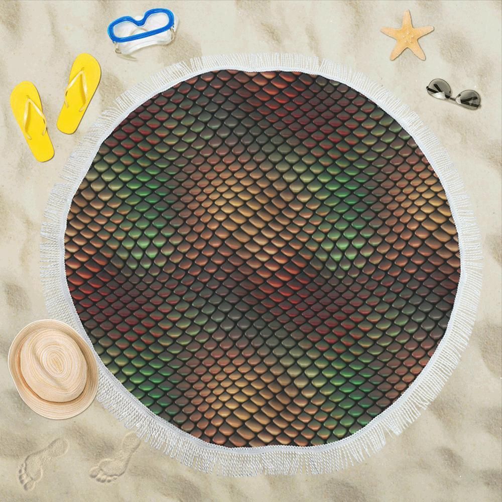 Snake Skin Colorful Printed Round Beach Towel