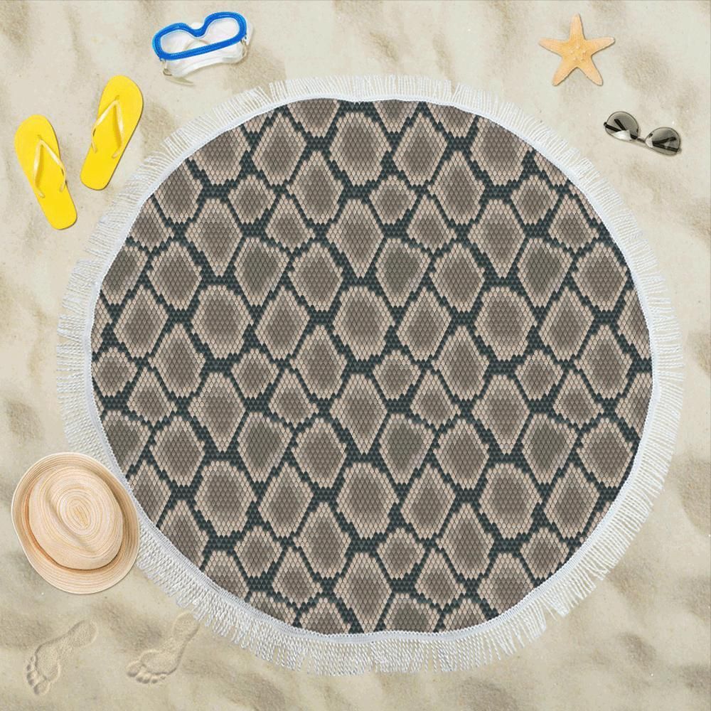 Snake Skin Design Printed Round Beach Towel