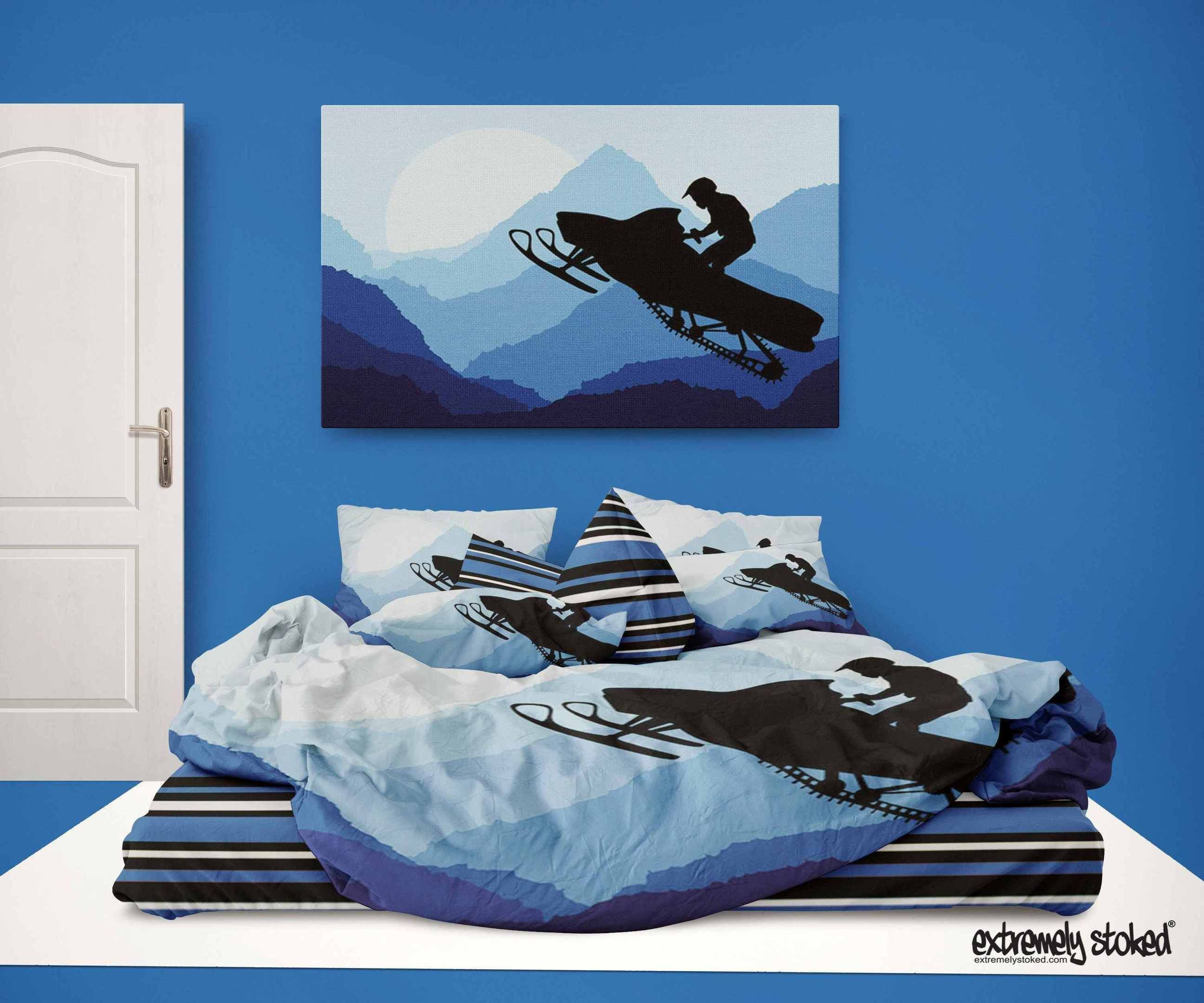 Snocross Snowmobile Rider Bedding Set