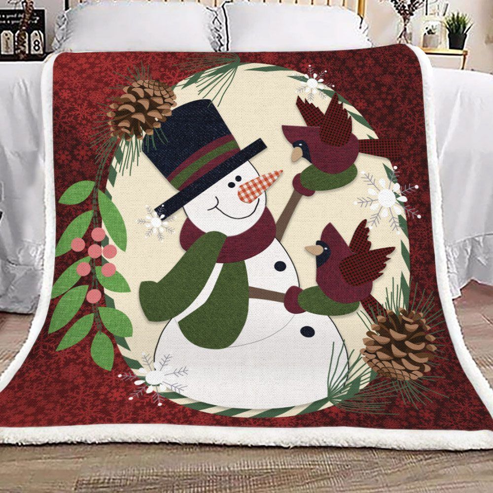 Snow And Bird Christmas Sherpa Fleece