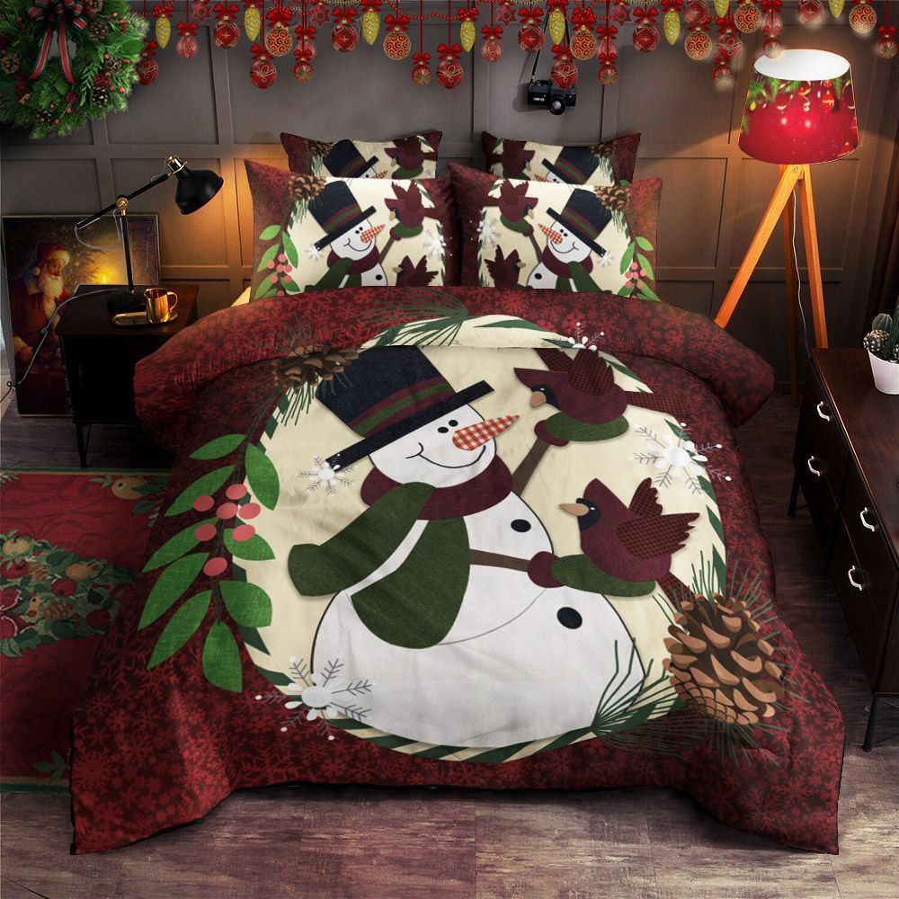 Snow And Bird Christmas Bedding Set