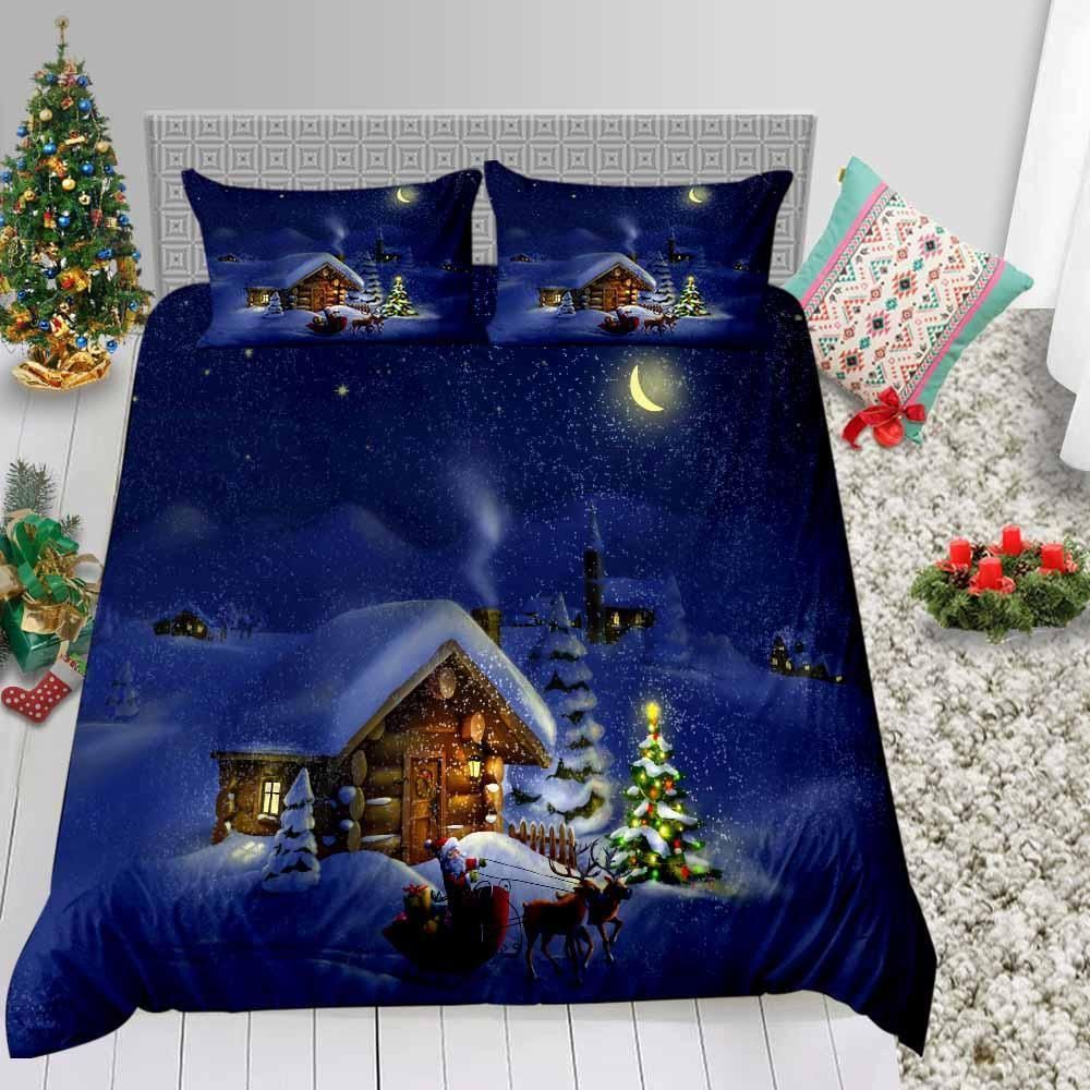 Snow Cabin Santa Bedding Set