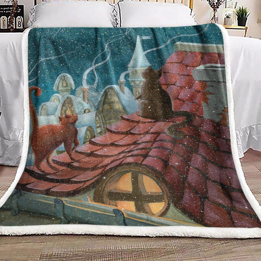 Snow Cat Sherpa Fleece Blanket