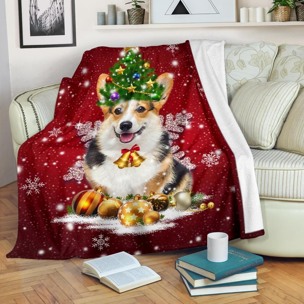 Snow Corgi Sherpa Fleece Blanket