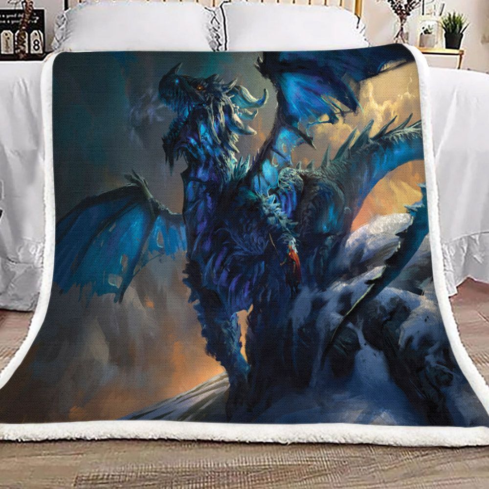 Snow Elemental Dragon Sherpa Fleece Blanket
