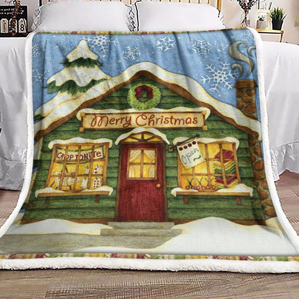 Snow House Christmas Sherpa Fleece Blanket