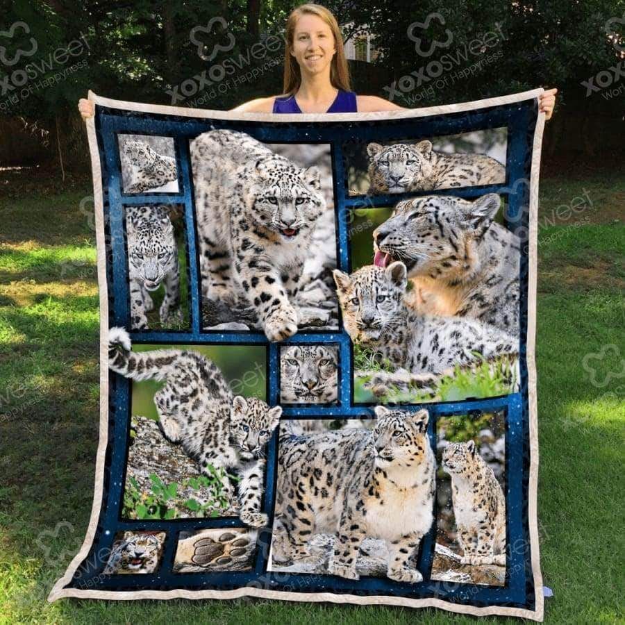 Snow Leopard And Leopard Baby Sherpa Fleece Blanket