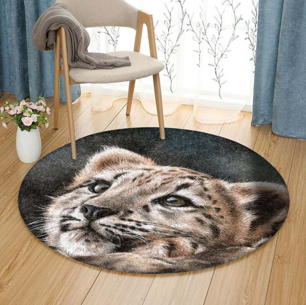 Snow Leopard Round Carpet