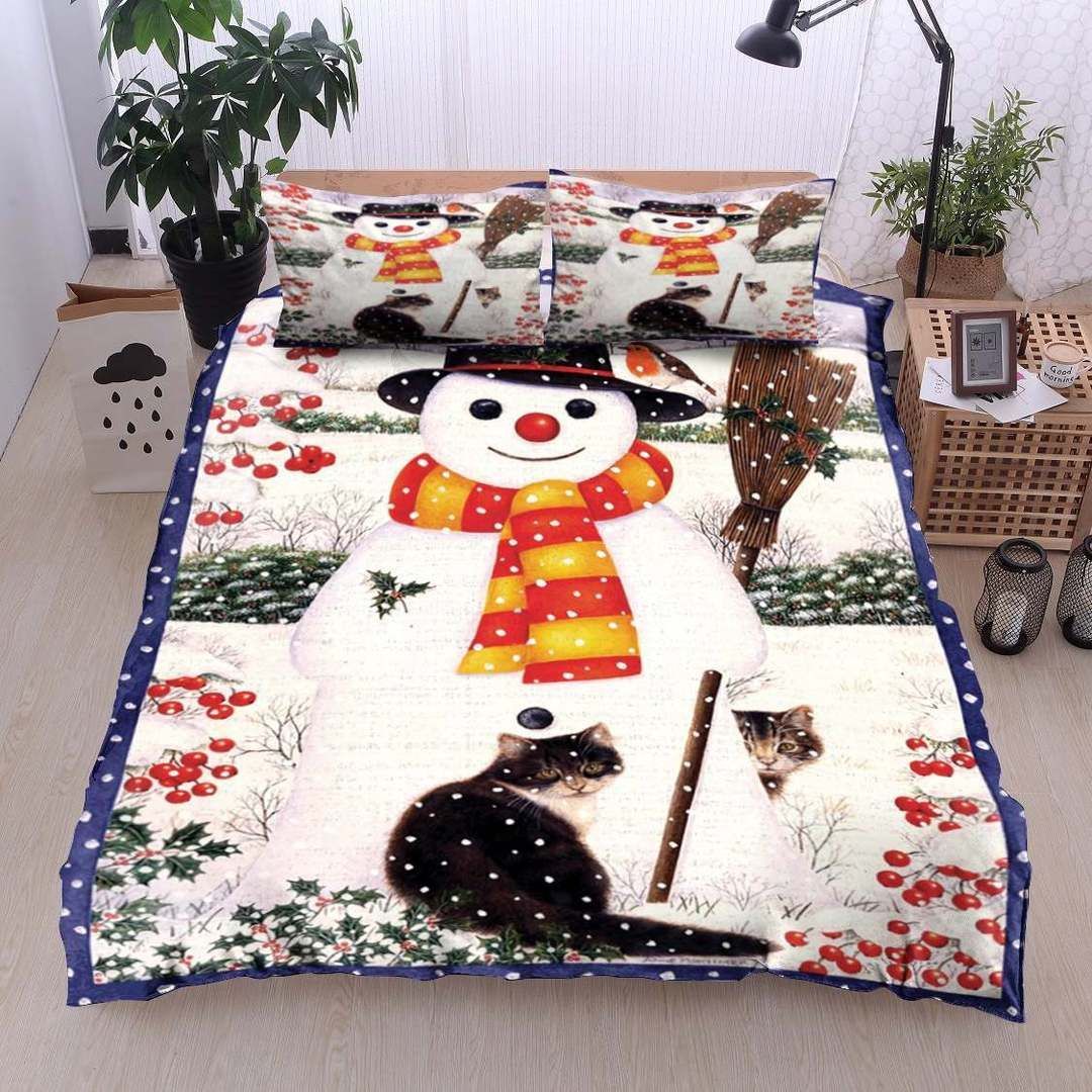 Snow Man & Cat Bedding Set
