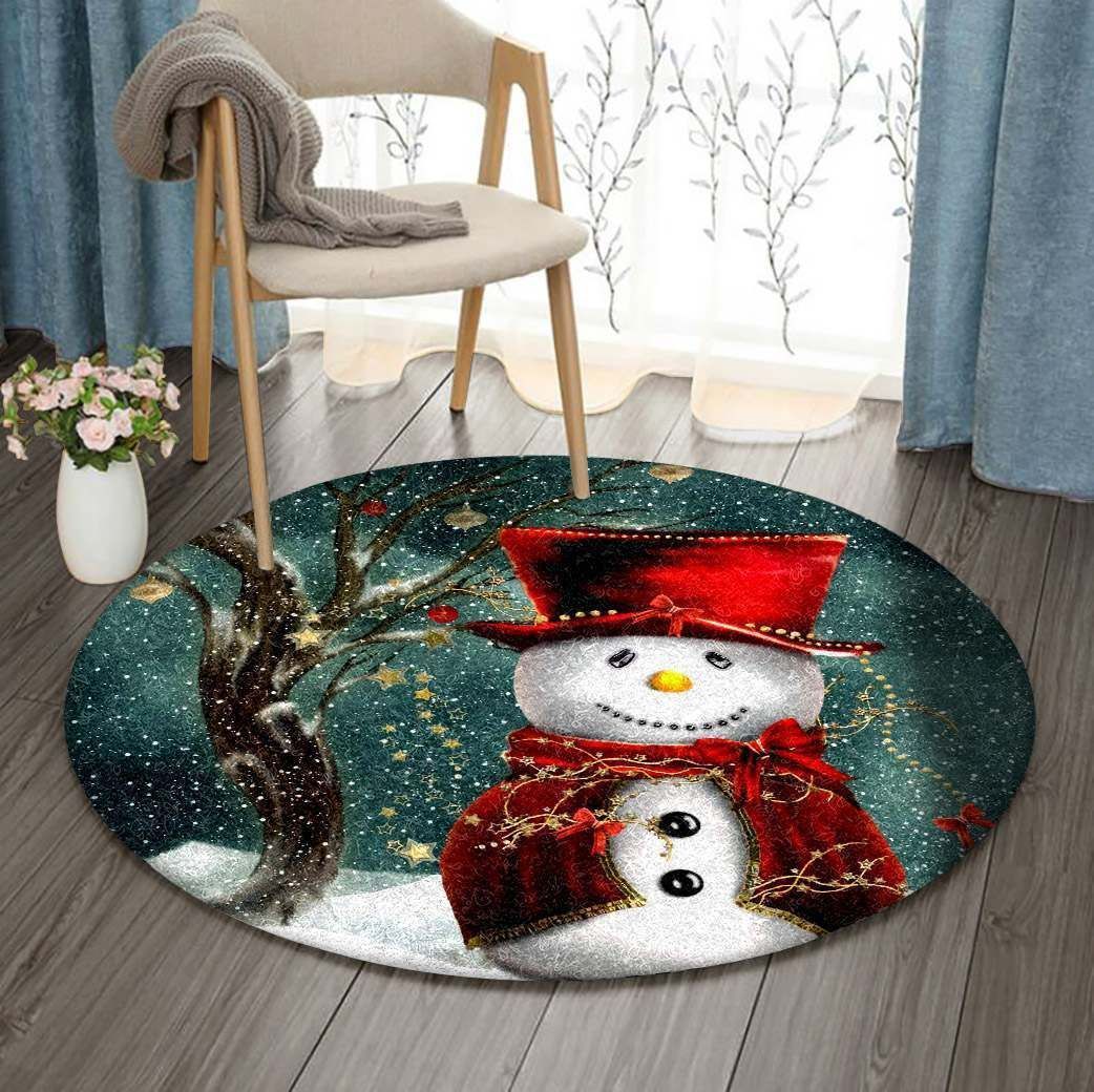 Snow Man Round Carpet