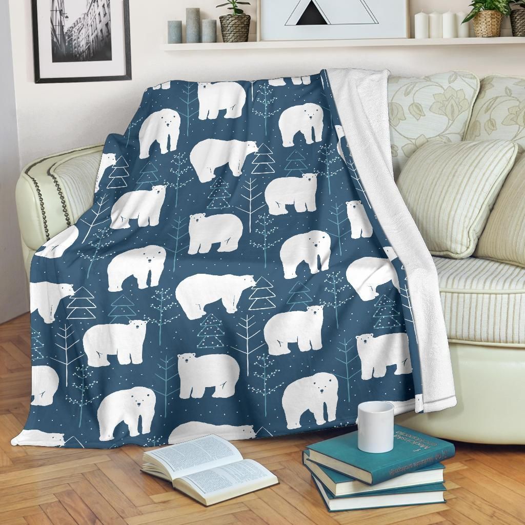 Snow Polar Bear Christmas Sherpa Fleece