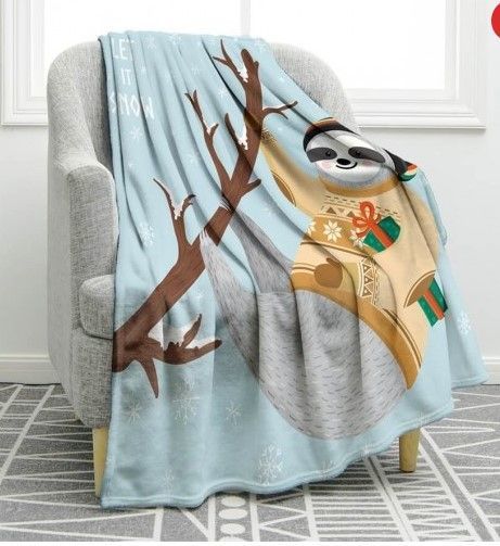 Snow Sloth Sherpa Fleece Blanket