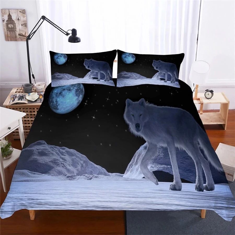 Snow Wolf In The Moonlight Bedding Set