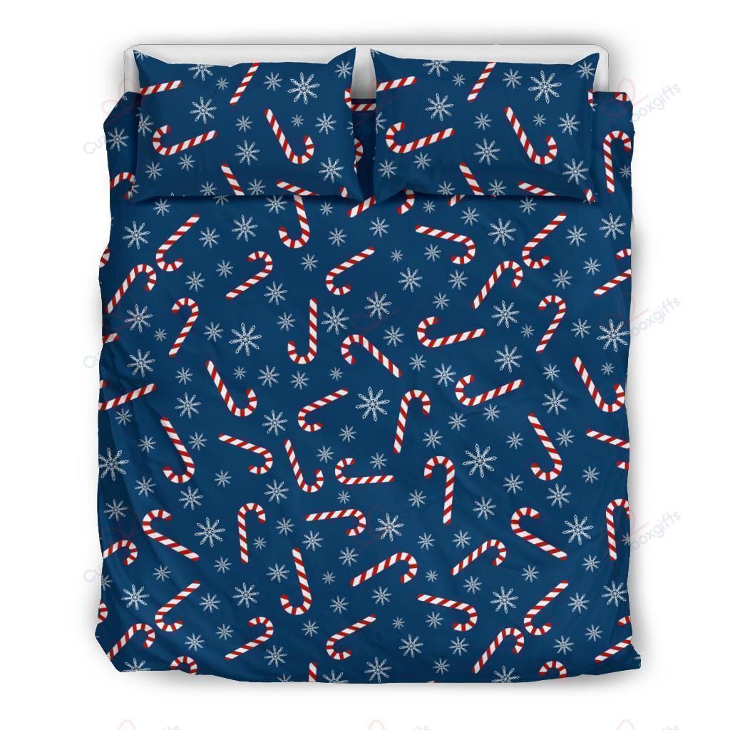 Snowflake Candy Cane Pattern Bedding Set