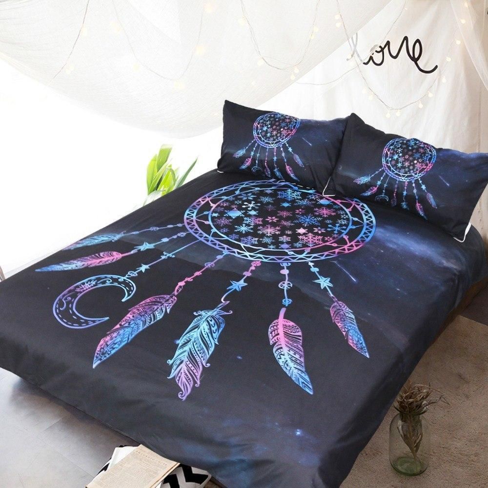 Snowflake Dreamcatcher Boho Feathers Bedding Set